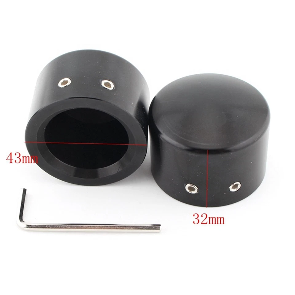 2x Cubierta de tuerca de rueda delantera negra para Harley Sportster Road Glide Fat Boy Road King Foto 4 de 4