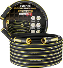 Hybrid Rubber Garden Hose 5/8 Inch, 50 Ft Heavy Duty Kink-Free Water Hose, 3-Lay