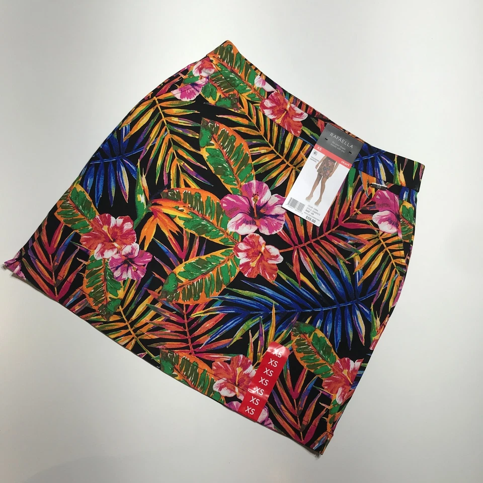 Nuevo con etiquetas Rafaella Skort Mujer XS Tejido Coral Combo Estampado Tropical Malla Bolsillos Cortos Foto 2 de 4