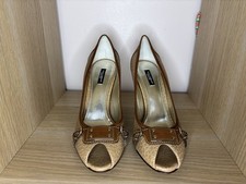 Dolce & Gabanna Brown Tan Neutral Heeled Peep Toe Shoes UK Size 6.5 VGC