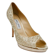 JIMMY CHOO  Dahlia Gold Glitter Pumps Size 40.5