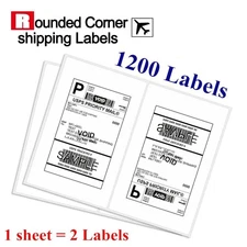1200 Self Adhesive Shipping Labels Round Corner 2 Per Sheet For Ebay Paypal