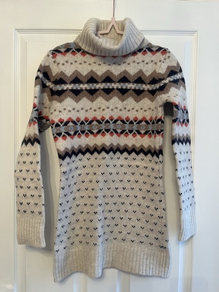 Vintage Y2K Atmosphere Pattern Wool Knit Mini Turtleneck Jumper Dress Cottage