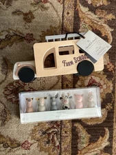 Hearth & Hand with Magnolia Wood Farm School Bus & Farm Animals Figurine Set NWT