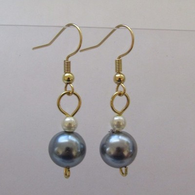 Gray Gold Tone Drop Earrings Chic Boho Beach Simple Summer Fashion Jewelry