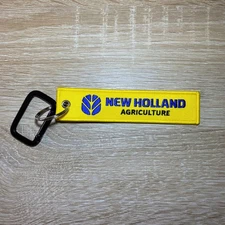 New Holland Agriculture Farm Tractor Keychain Embroidered Double Sided Key Fob