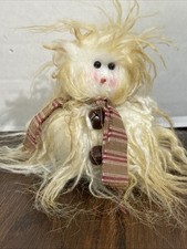 Small Snowman Standalone Beanbag Plush Long Hair Unique Holiday Winter Decor