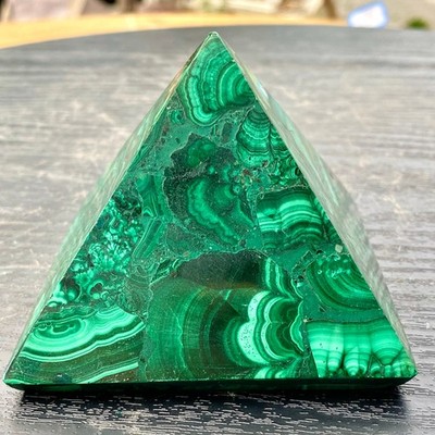 345G Natural malachite Pyramid Chakra Treatment Energy Stone GeneratorSpiritual