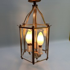 Brass Gold Traditional Ceiling Lantern 6 Sided Bevelled Glass SEE DESC