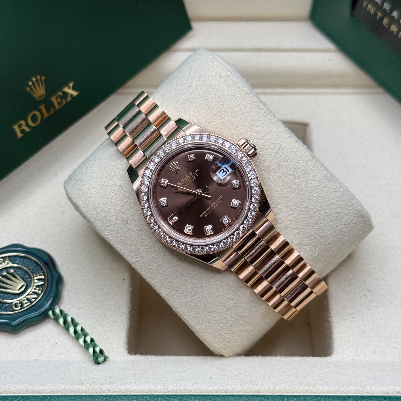 Rolex Lady-Datejust Chocolate Diamond Rose Gold Diamond Bezel President image 4