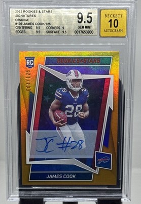 2022 Panini Rookies & Stars  James Cook #109 Orange Auto  004/125 jersey# Bills 