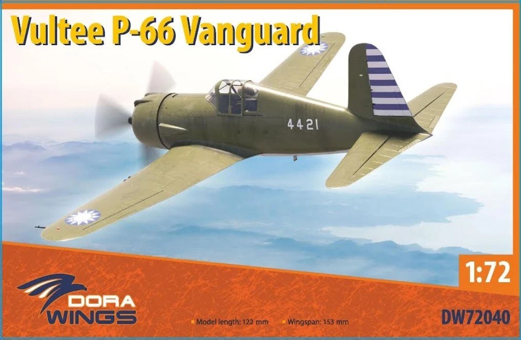 Kit plastique Vultee P-66 Vanguard Dora Wings à l'échelle 1/72 avec 4 décorations