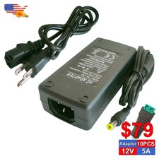 AC/DC 12V 5A Adapter 60W Switching Power Supply 10 50 Pack Transformer For CCTV