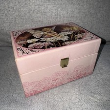 Vintage Cicely M Barker Fairy Pink Floral Music Jewelry Box