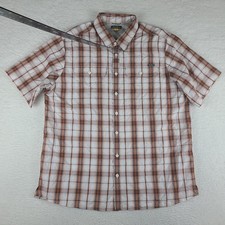 Eddie Bauer TaveX Shirt Mens T2XL 2XL Tall Orange Brown Casual Outdoor Button Up