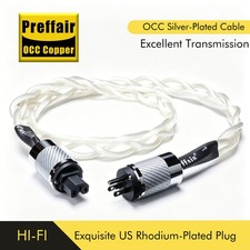 Audiophile OCC Silver Plated Power Supply Cord US EU Plug HiFi Audio Power Cable
