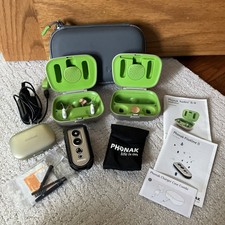 Phonak Audeo B-R Rechargeable Hearing Aids w/Case Remote Charger  More AS IS 