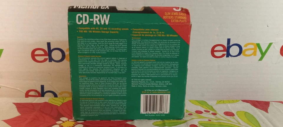Memorex CD-RW 700 MB 4x Write Speed 80 Min 5 Pack  NIB Sealed - Image 2 of 3