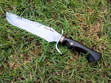 Campen Walken Bowie Knife Mosaic Pin Wood Handle “Demon King” W/ Leather Sheath