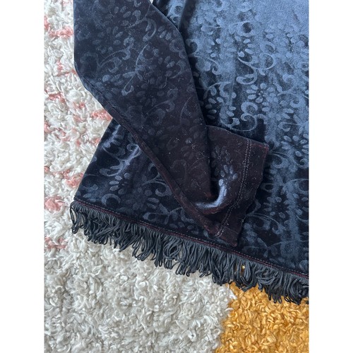 Top a maniche lunghe Y2K Velvet Burnout taglia media frange gotico grunge capriccioso - Foto 3 di 10