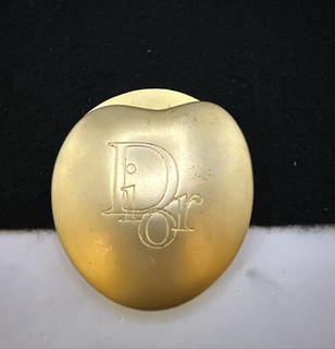 Vintage Christian Dior Parfums Compact Mirror Round Heart Matte Gold Tone
