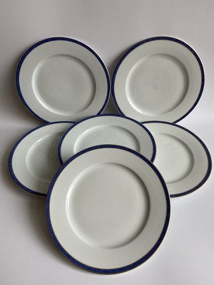 ROSENTHAL Classic Rose Porcelain Set of 6 Blue Gold Trim Dinner