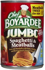 Chef Boyardee Jumbo Meatballs 14.5 oz Pack of 1 Easy Open Top Canned Food