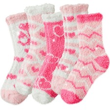 Valentines Gifts Warm Fuzzy Cozy Fluffy Soft Socks Pink Heart Socks for Valen...