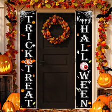 Halloween Trick or Treat Banners 72 x 12" Porch Door Wall Home Decor 2 Pcs