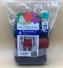 Fruit Of The Loom Knit Boxer Briefs Men's XL 40-42 Cotton open pack 4 Solid Pair