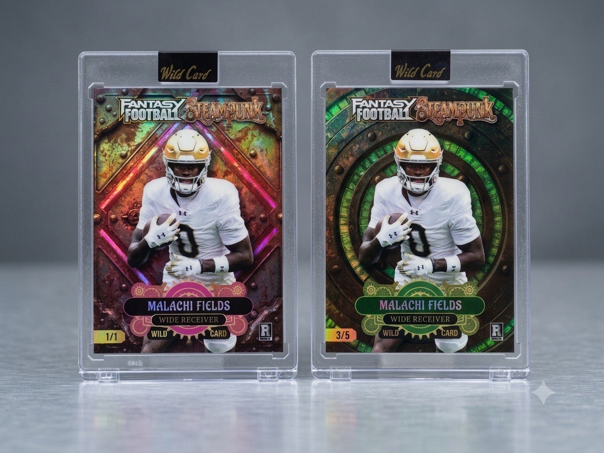 Wild Card Fantasy Football Steampunk Malachi Fields 2-Card Parallel Lot 2025