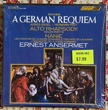BRAHMS - A GERMAN REQUIEM 2 LP BOX SET NEW SEALED ANSERMET CUT-OUT