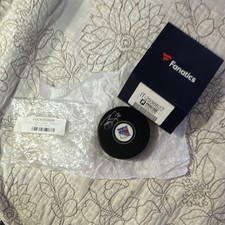 New York Rangers hockey puck autographed by Brady Skjei