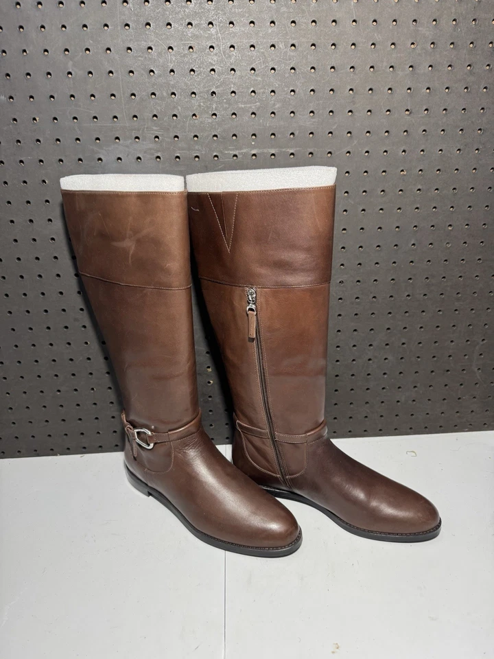 Nuevas botas de cuero marrón para mujer Lauren Ralph Lauren Harlee talla 10 B Foto 3 de 4