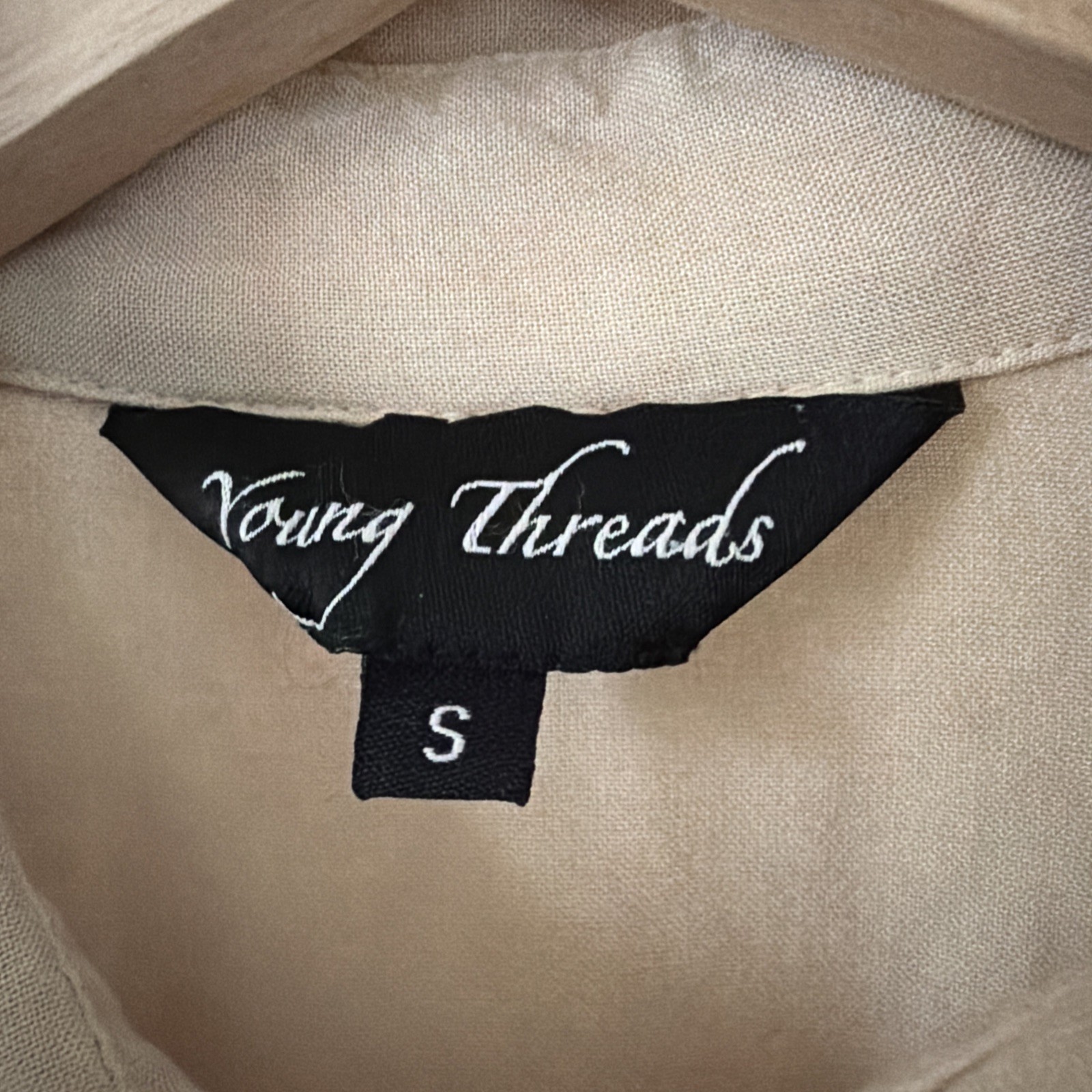 Young Threads S Tan Patchwork  Ruffle Slvs Top Em… - image 7