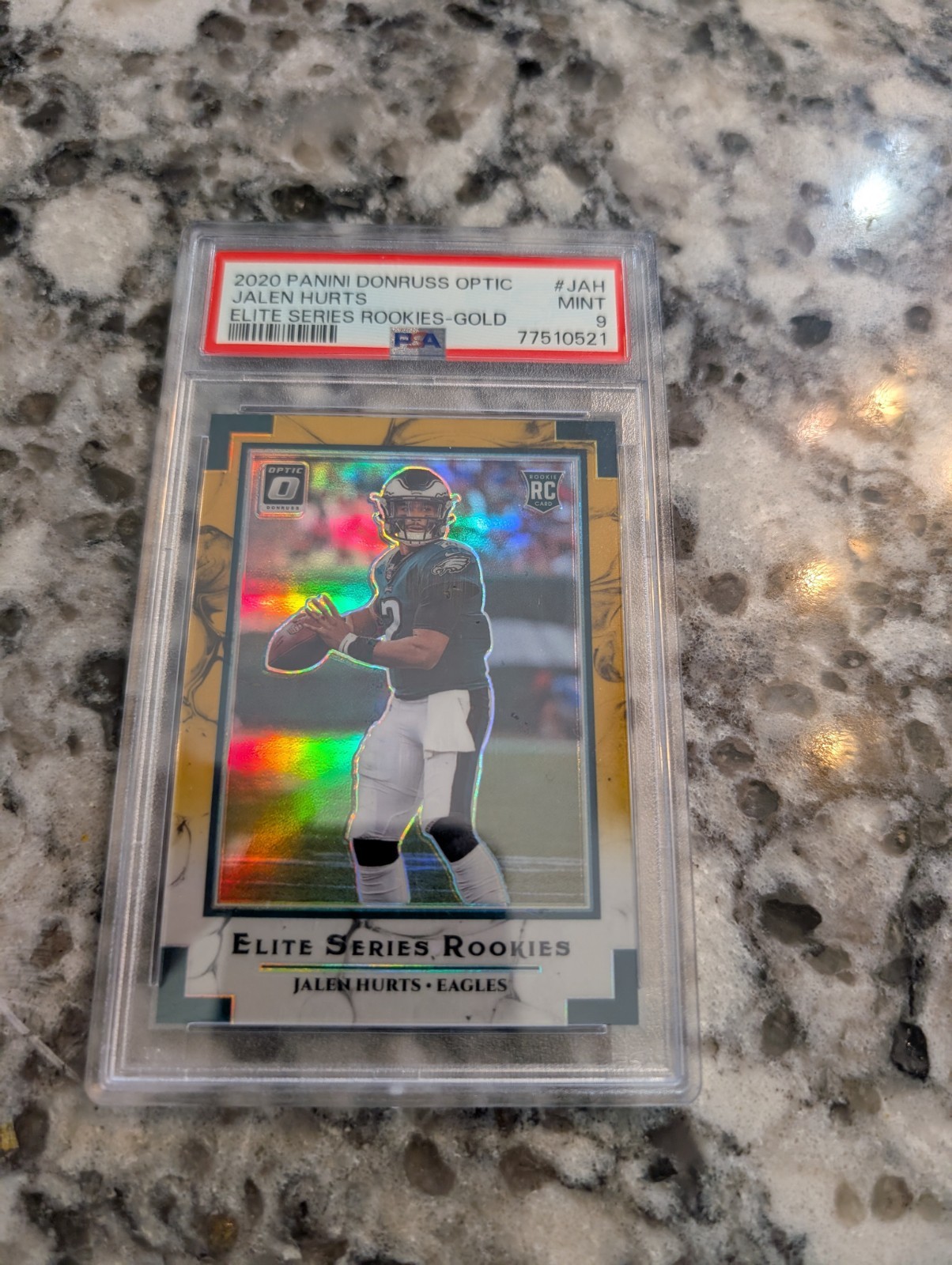 POP 3 #D 1/10 2020 GOLD Optic Elite Series Rookies Jalen Hurts #ESR-JAH PSA 9