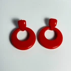 Earrings Vintage Red Chunky Doorknocker Costume Jewelry Huge 80s Statement