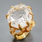 Jewellery 24 ct+ Natural Quartz Ring 925 Sterling Silver Size 8 /R473568