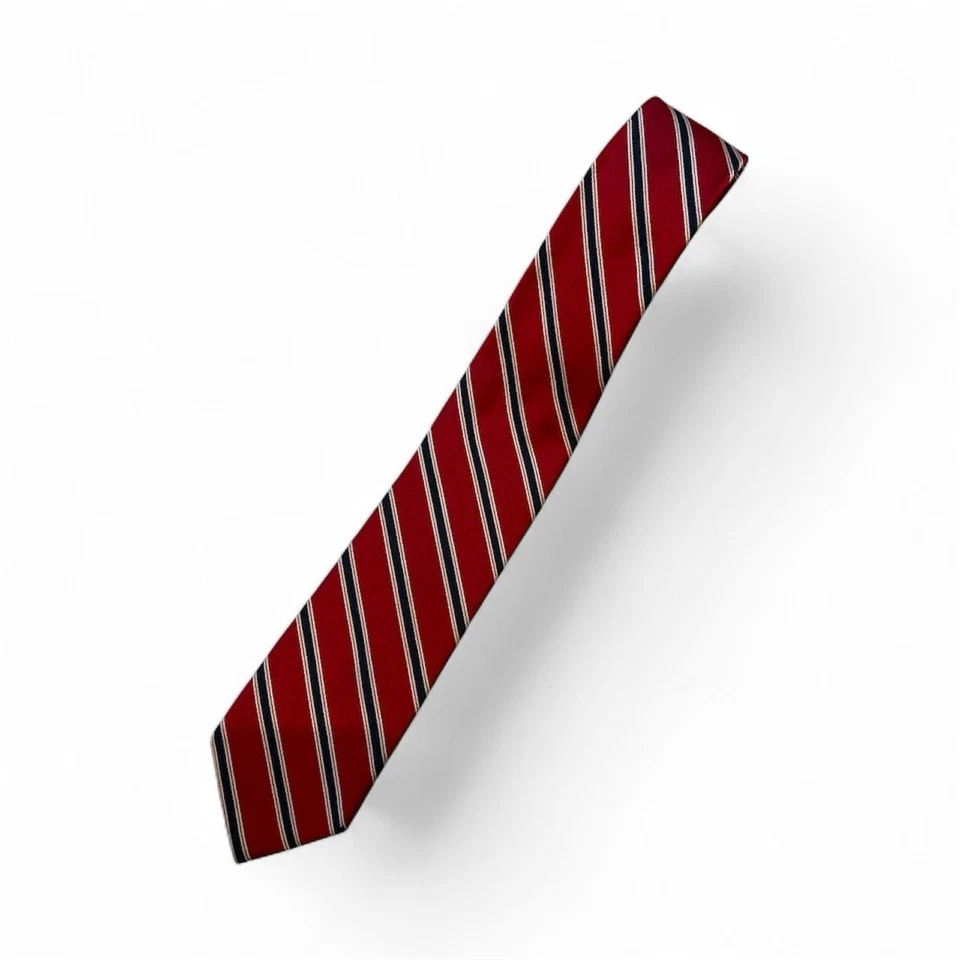 Corbata Tommy Hilfiger, roja blanca y azul a rayas 100 % seda Foto 3 de 4