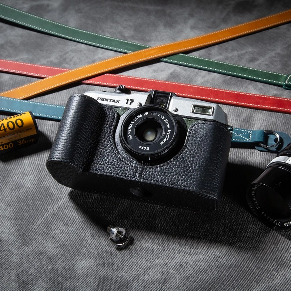 Genuine Real Leather Camera Bag Case Protect Cover Belt Strap For Pentax 17 - Image 2 of 4