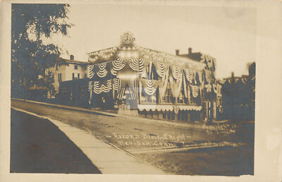 Record Block at night, Meriden, CT 1906  RPPC Photo Postcard Copy