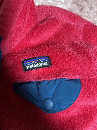 Patagonia Fleece Pullover 1/4 Snap Pink Girls Medium Pink/ Blue Euc - Picture 3 of 7