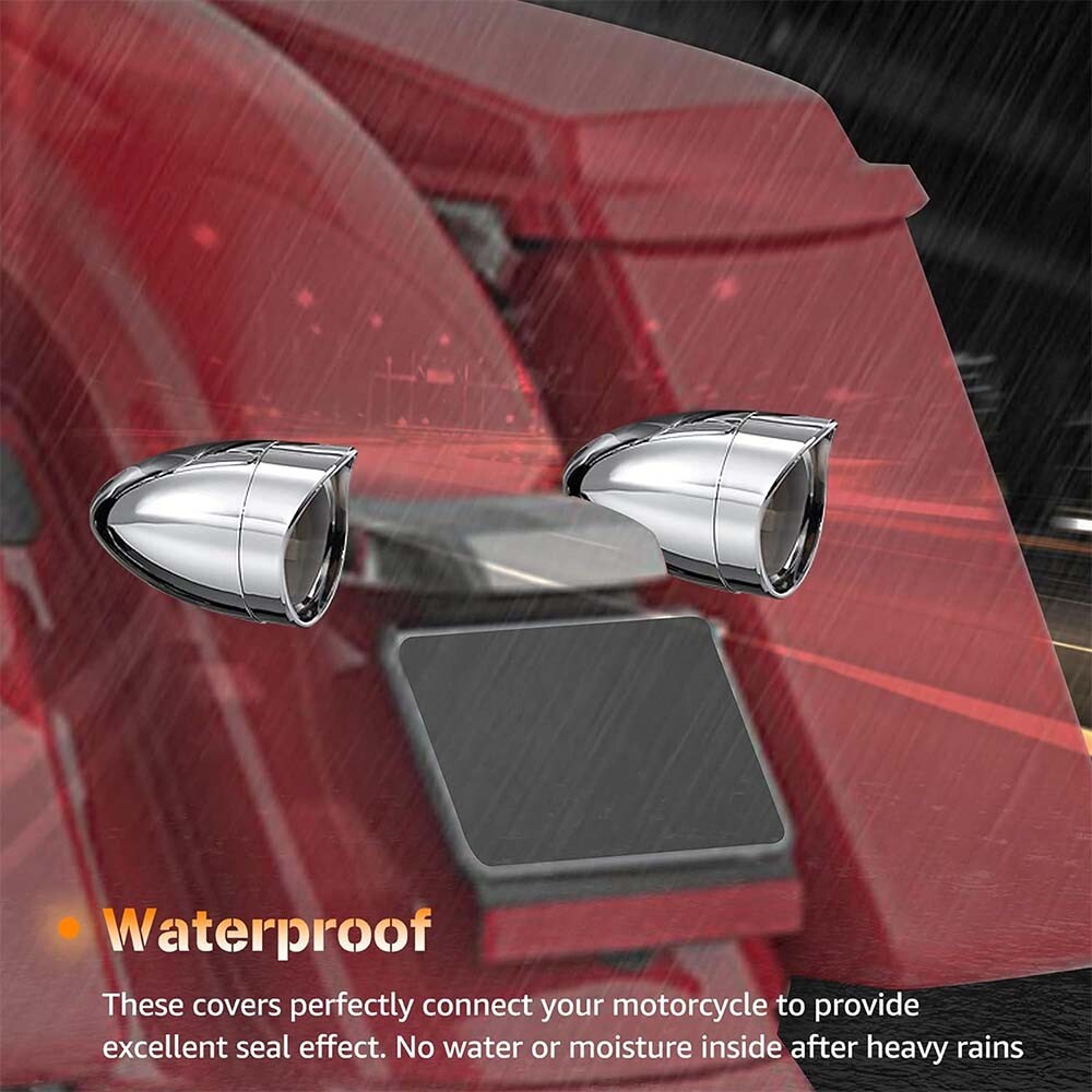 4x Smoke Turn Signal Lens Covers w/Chrome Visor Bezels For Harley Sportster Dyna