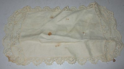 Vintage Rectangle Crocheted Doily Tablecloth Used Damaged 6'' x 11'' Off White