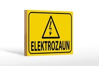 Holzschild Hinweis 18X12Cm Elektrozaun Warnschild Vorsicht Schild Wooden Sign