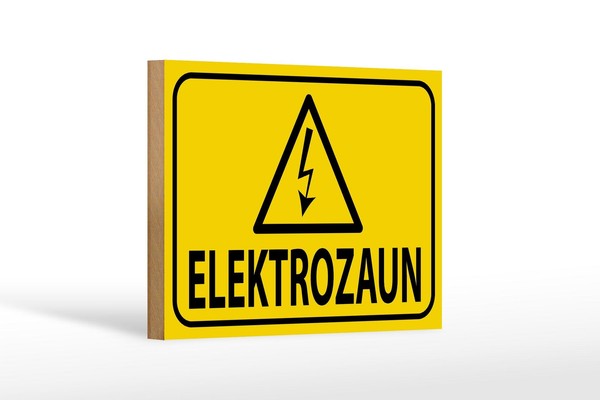 Holzschild Hinweis 18X12Cm Elektrozaun Warnschild Vorsicht Schild Wooden Sign-image