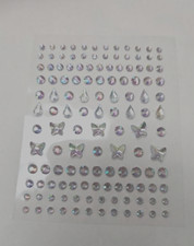 128pcs 3,4 5mm AB CLEAR Round, Butterfly. Teardrop Stick On Rhinestone Gems
