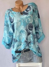 ITALY Gr.44,46,48 Longshirt,Tunika,Bluse,Shirt,Muster,Oversize,Baumwolle,NEU