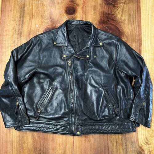 Vintage 80er Jahre Langlitz Rindsleder Motorrad Biker Jacke schwarz - Bild 1 von 12