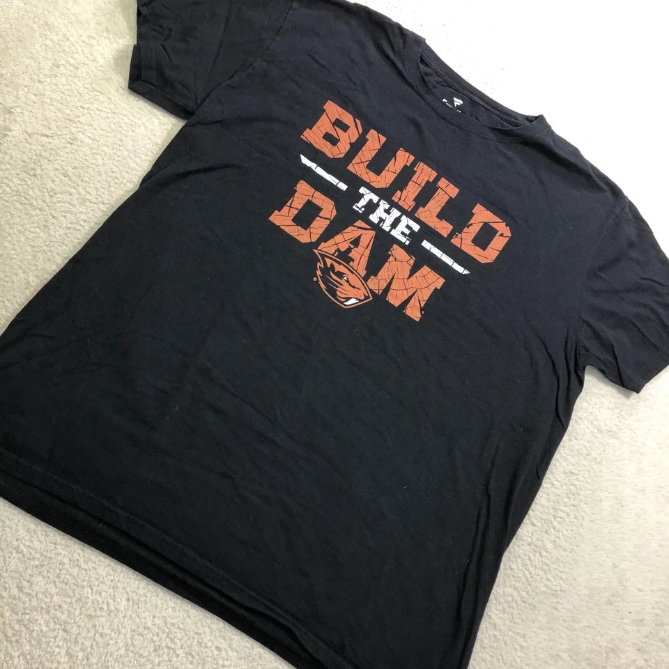 Oregon State Beavers Shirt Mens XL Black Build The Dam Fanatics Short Sleeve - Image 2 of 4